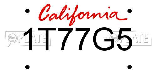 1T77G5 California License Plate