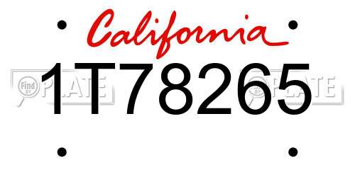 1T78265 California License Plate