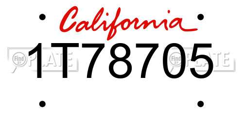 1T78705 California License Plate