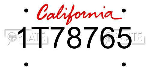 1T78765 California License Plate