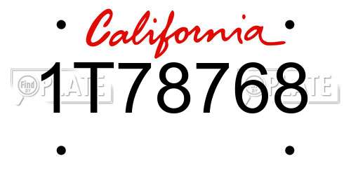 1T78768 California License Plate