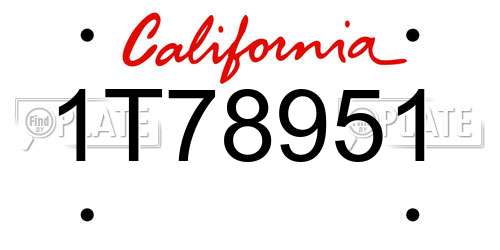 1T78951 California License Plate
