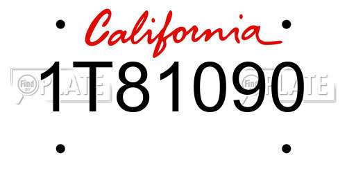 1T81090 California License Plate