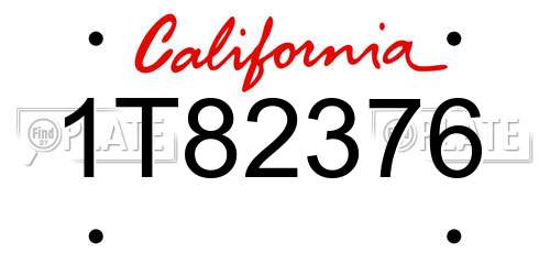 1T82376 California License Plate