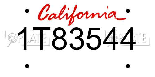 1T83544 California License Plate