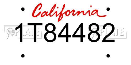 1T84482 California License Plate