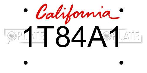 1T84A1 California License Plate