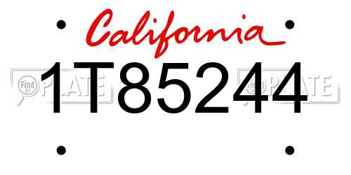 1T85244 California License Plate