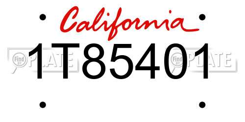 1T85401 California License Plate