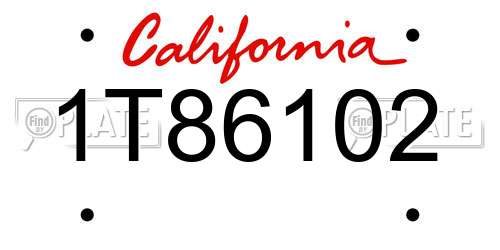 1T86102 California License Plate