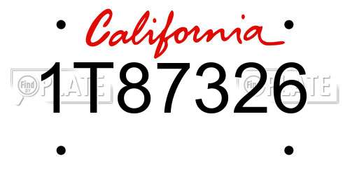 1T87326 California License Plate