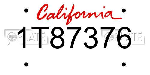 1T87376 California License Plate