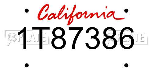1T87386 California License Plate
