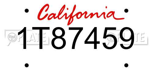 1T87459 California License Plate