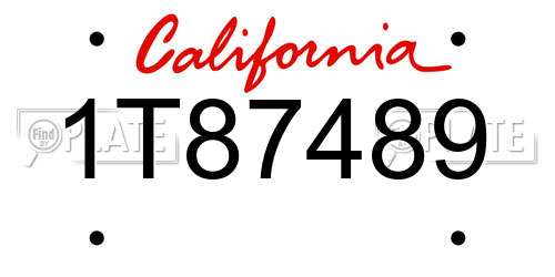 1T87489 California License Plate
