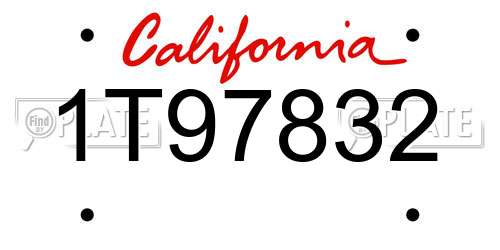 1T97832 California License Plate