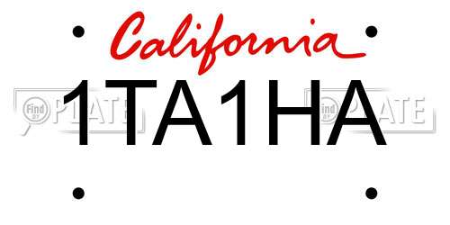 1TA1HA California License Plate