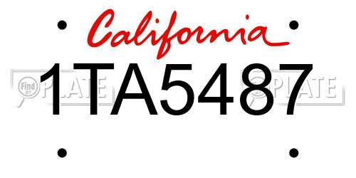 1TA5487 California License Plate