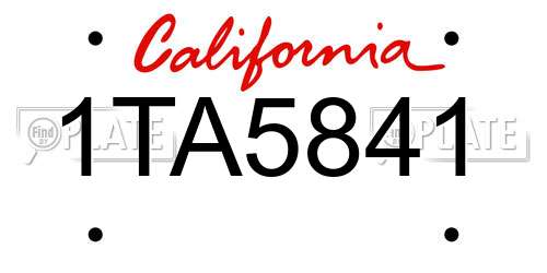 1TA5841 California License Plate
