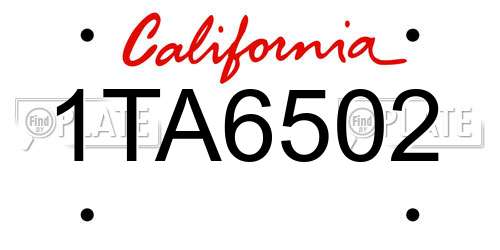 1TA6502 California License Plate