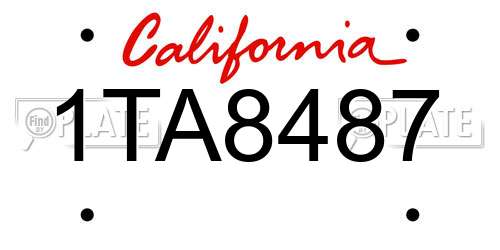 1TA8487 California License Plate