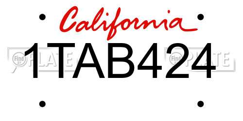 1TAB424 California License Plate