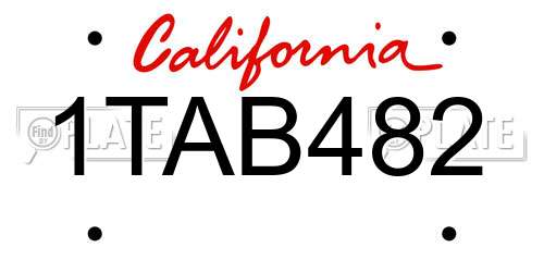 1TAB482 California License Plate