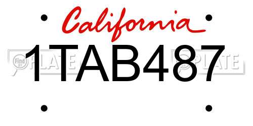 1TAB487 California License Plate