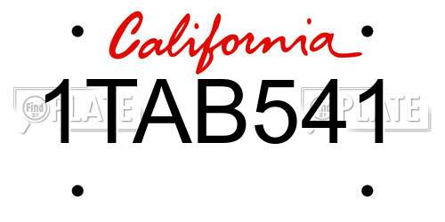 1TAB541 California License Plate