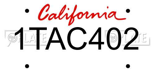 1TAC402 California License Plate
