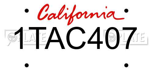 1TAC407 California License Plate
