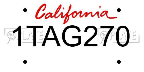 1TAG270 California License Plate