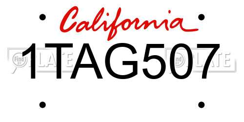 1TAG507 California License Plate