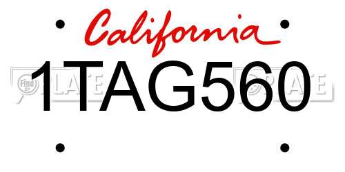 1TAG560 California License Plate