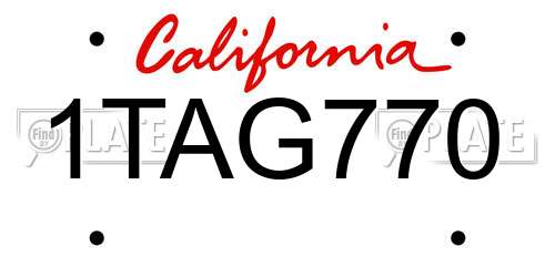 1TAG770 California License Plate