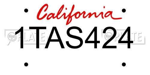 1TAS424 California License Plate