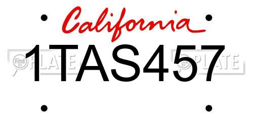 1TAS457 California License Plate