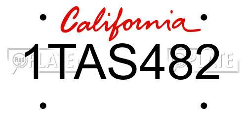 1TAS482 California License Plate