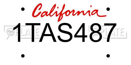 1TAS487 California License Plate
