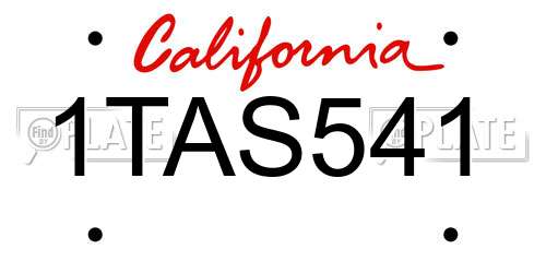 1TAS541 California License Plate