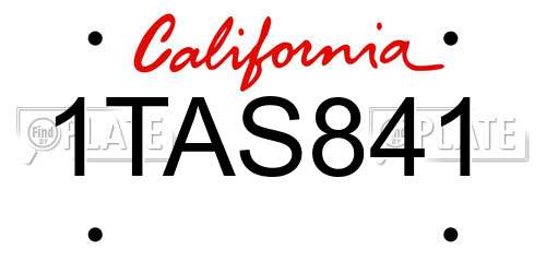 1TAS841 California License Plate