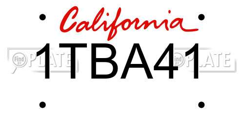 1TBA41 California License Plate
