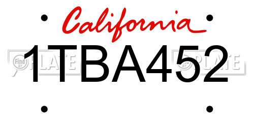 1TBA452 California License Plate