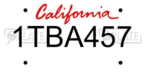 1TBA457 California License Plate