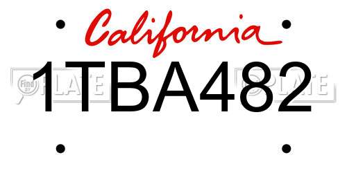 1TBA482 California License Plate