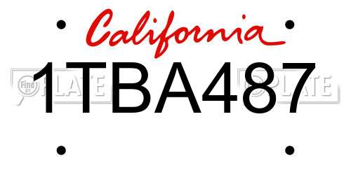 1TBA487 California License Plate