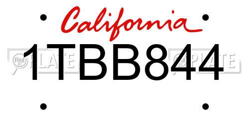 1TBB844 California License Plate