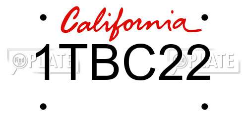 1TBC22 California License Plate