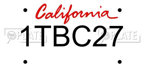 1TBC27 California License Plate