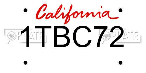 1TBC72 California License Plate